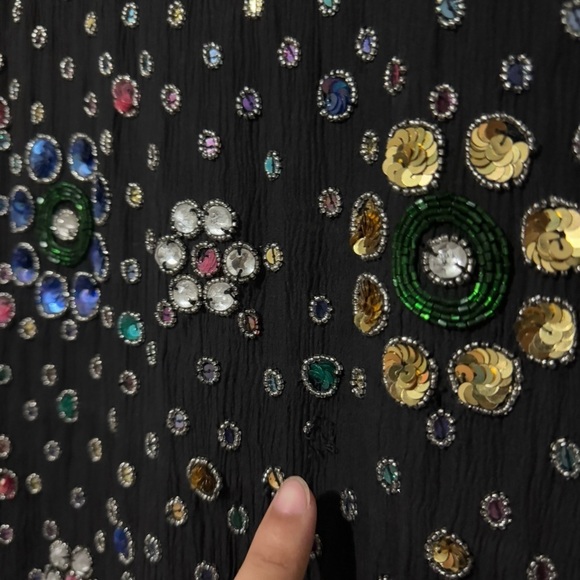 Vintage French Collezioni Black Allover Silk Sequined Sleeveless Dress - Picture 5 of 9